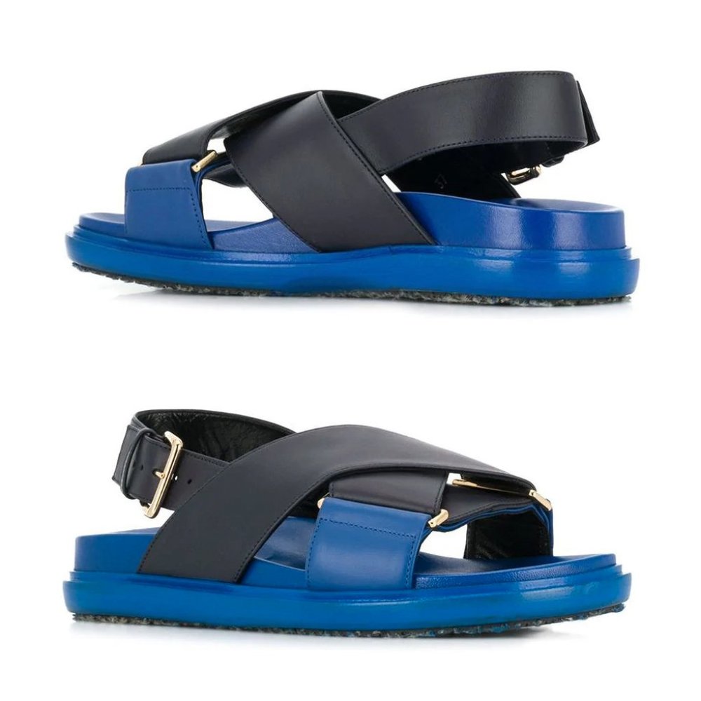 NEW Marni Fussbett Blue Crossover Sandals/Slides sz 10 HTF